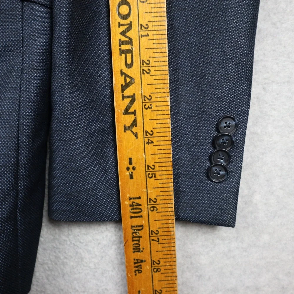 Kenneth Cole Reaction Blazer Mens 42L Two-Button Navy Blue Micro-Textured L865